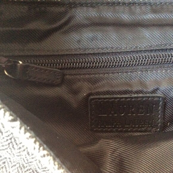 Early 2000 vintage Ralph Lauren black tweed and leather baguette handbag - great - Picture 4 of 4